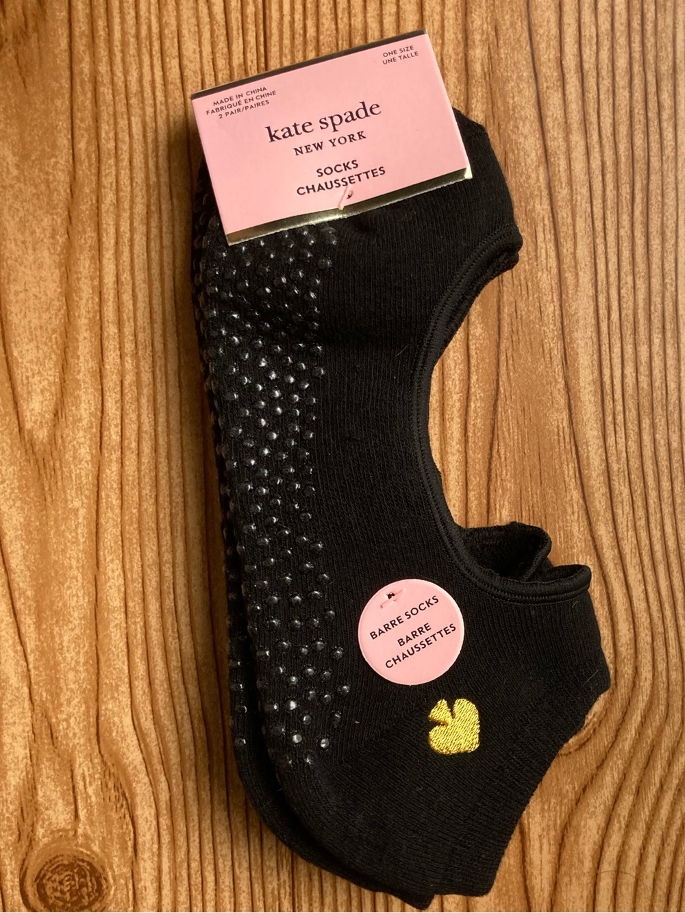 Kate Spade New York Women’s Barre Grippy Sock, One Size Black 2 Pairs